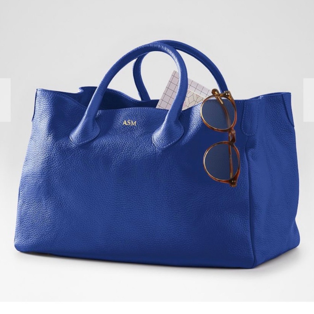 Mark & Graham Cobalt Blue Pebbled Leather Tote